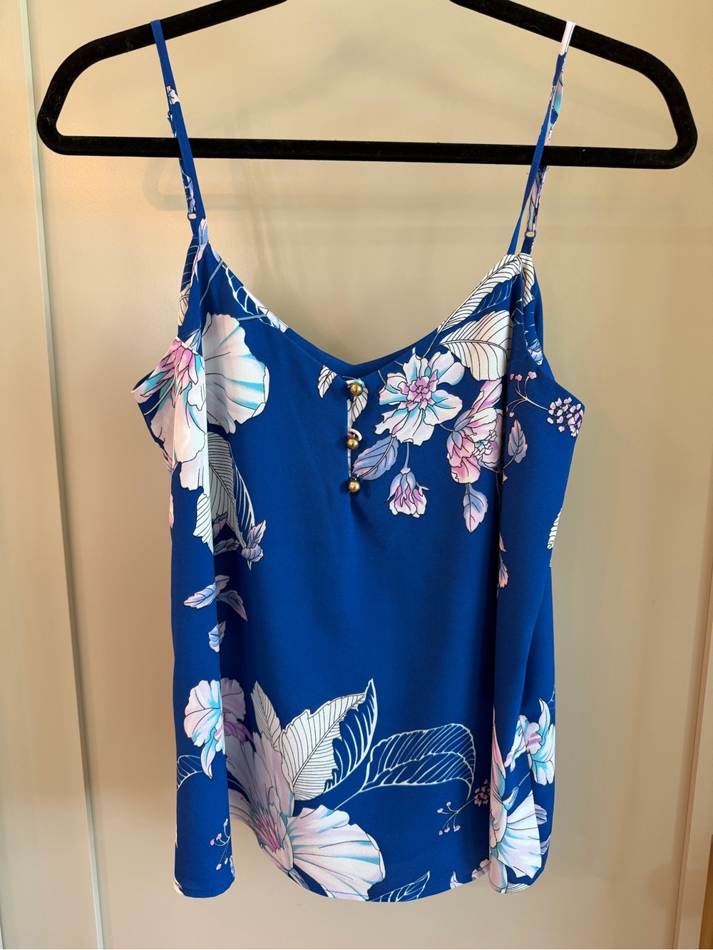 Yumi Kim Royal Blue Floral Spaghetti Strap Cami